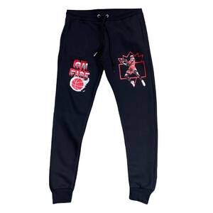 NEW RETRO LABEL men's 4s red thunder on fire jogger in black